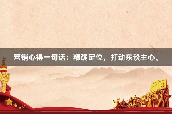 营销心得一句话：精确定位，打动东谈主心。